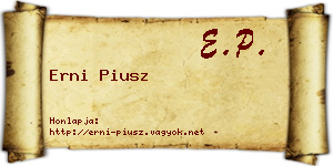 Erni Piusz névjegykártya